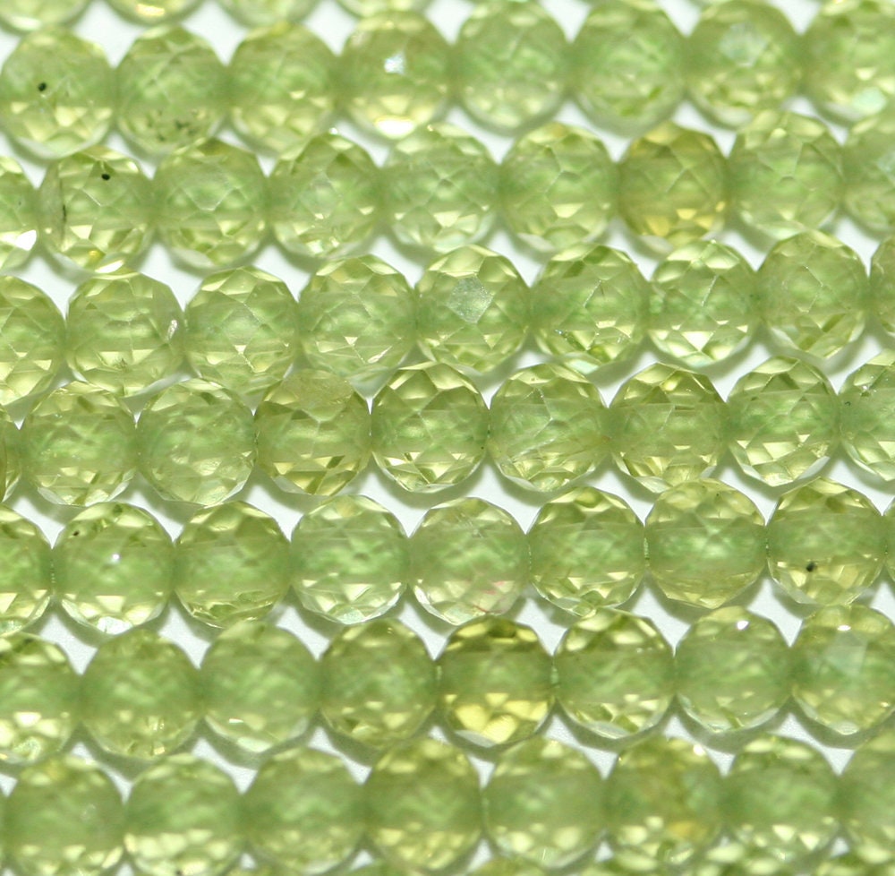 13" St Peridot Faceted Round Beads 2.5mm.-Strand 35cm.