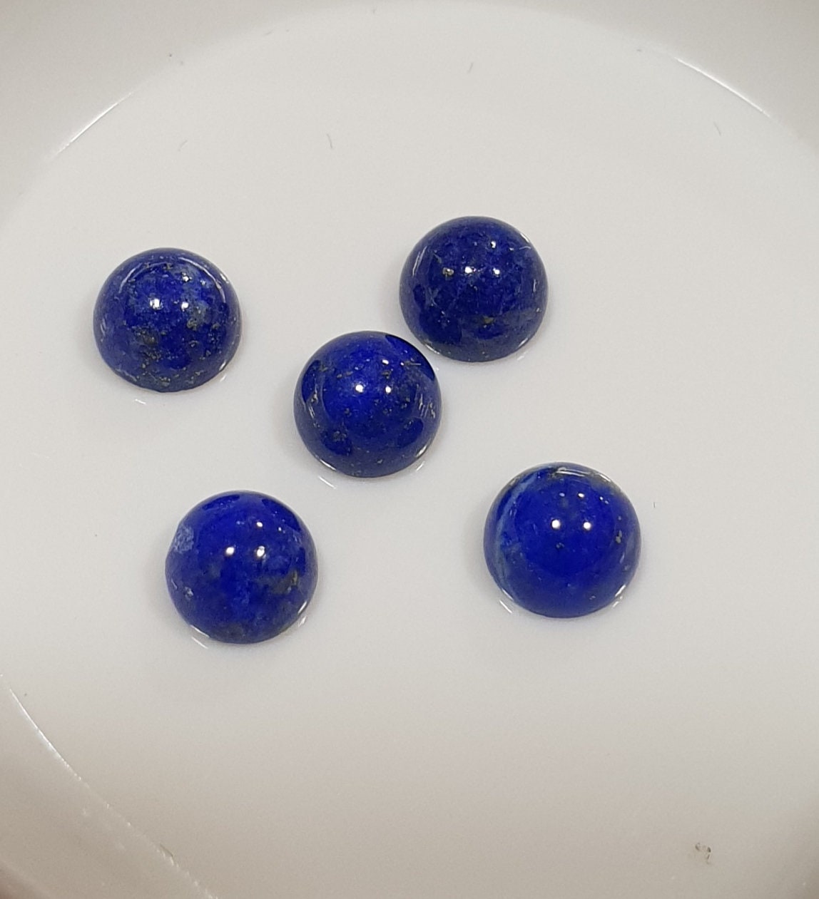 Lote de 5 cabujones de lapislázuli afgano AAA de 4 mm - Piedras preciosas calibradas - Proveedor de joyas - Piedras preciosas naturales - Piedra azul real
