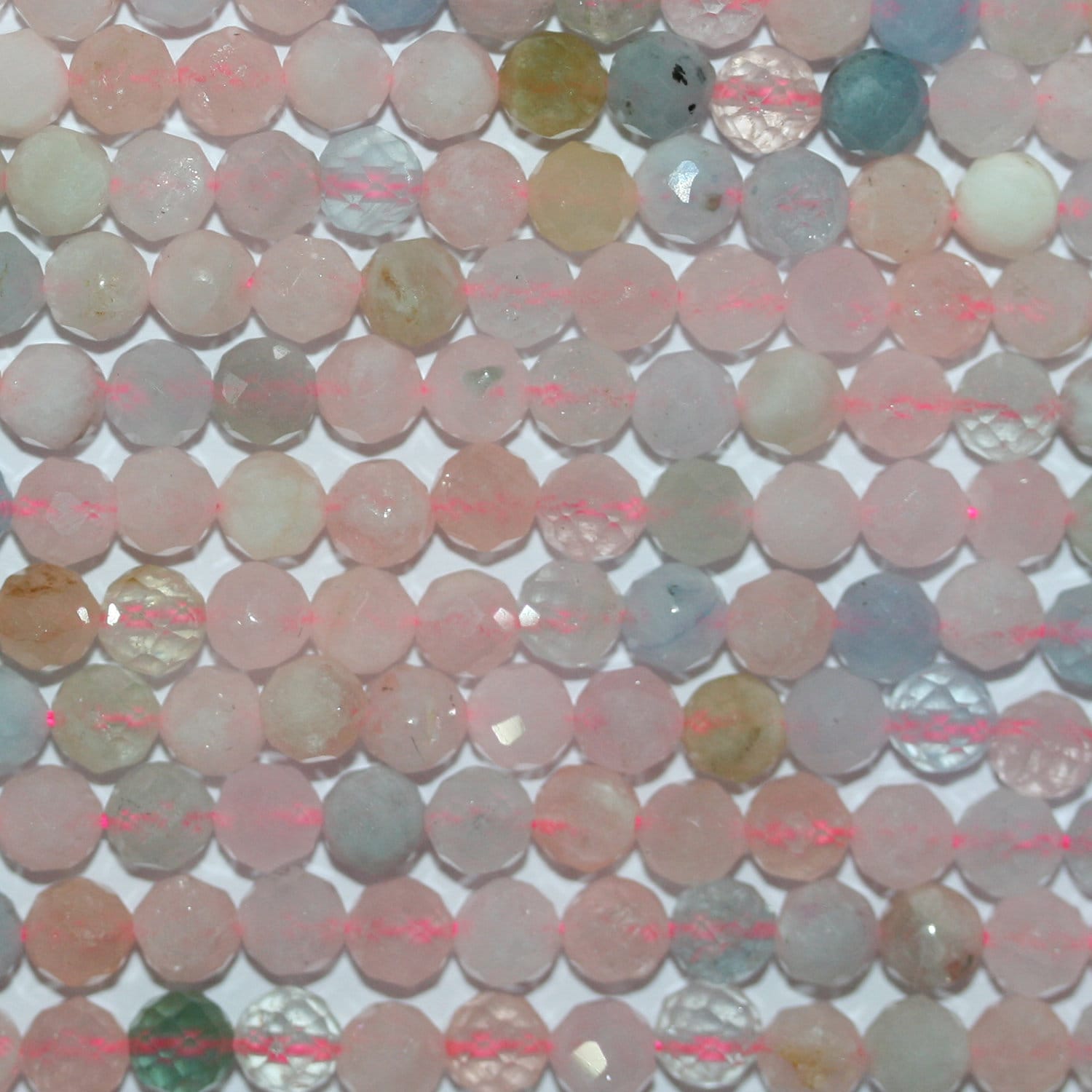 15" St Perles rondes à facettes en béryl multicolore 5 mm.-Rig 39 cm.