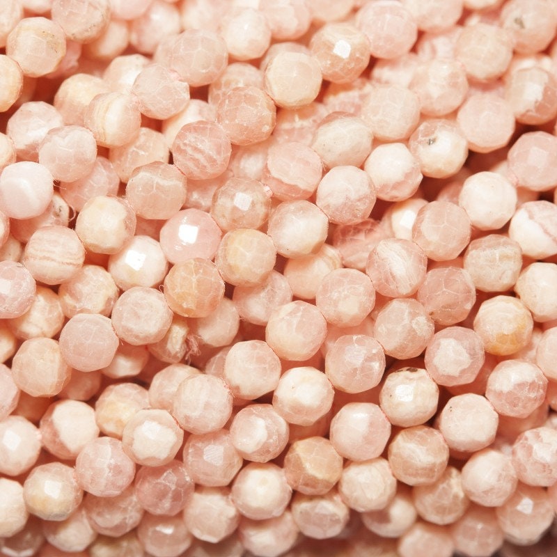 1 Strand Natural Rhodochrosite Faceted Round Beads 2.5mm. Strand 33cm