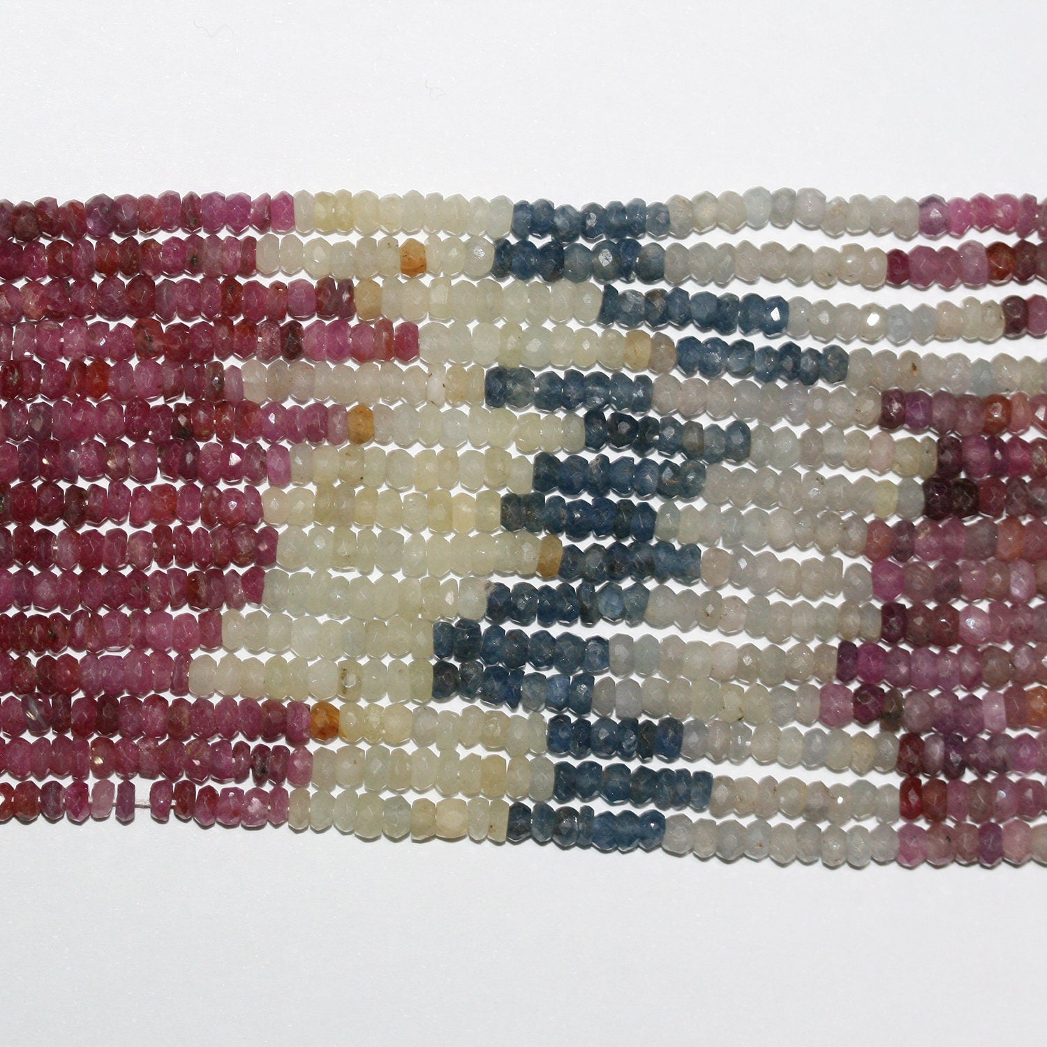 14" St Multi Sapphire Faceted Rondelle Beads 3x2mm.-Strand 36cm.