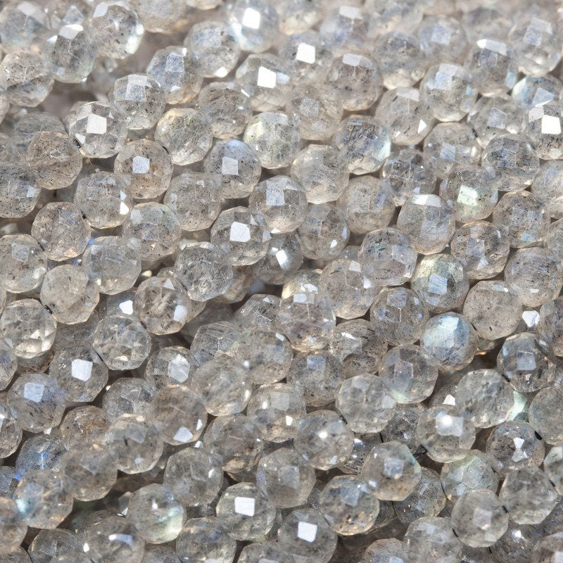 1 Strand Labradorite Faceted Rondelle Beads 3x2mm. Strand 33cm- Blue Flash