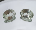1 Pair AAA Green Amethyst Faceted Oval 16x12mm 16ct  Fancy Rare  cut -  Gemstones Prasiolite -Designer Stones- Unique Cut -Unusual