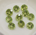 Lote de 10 unidades de peridoto olivino facetado de corte redondo de 5 mm, color verde olivino, talla brillante, talla rara.