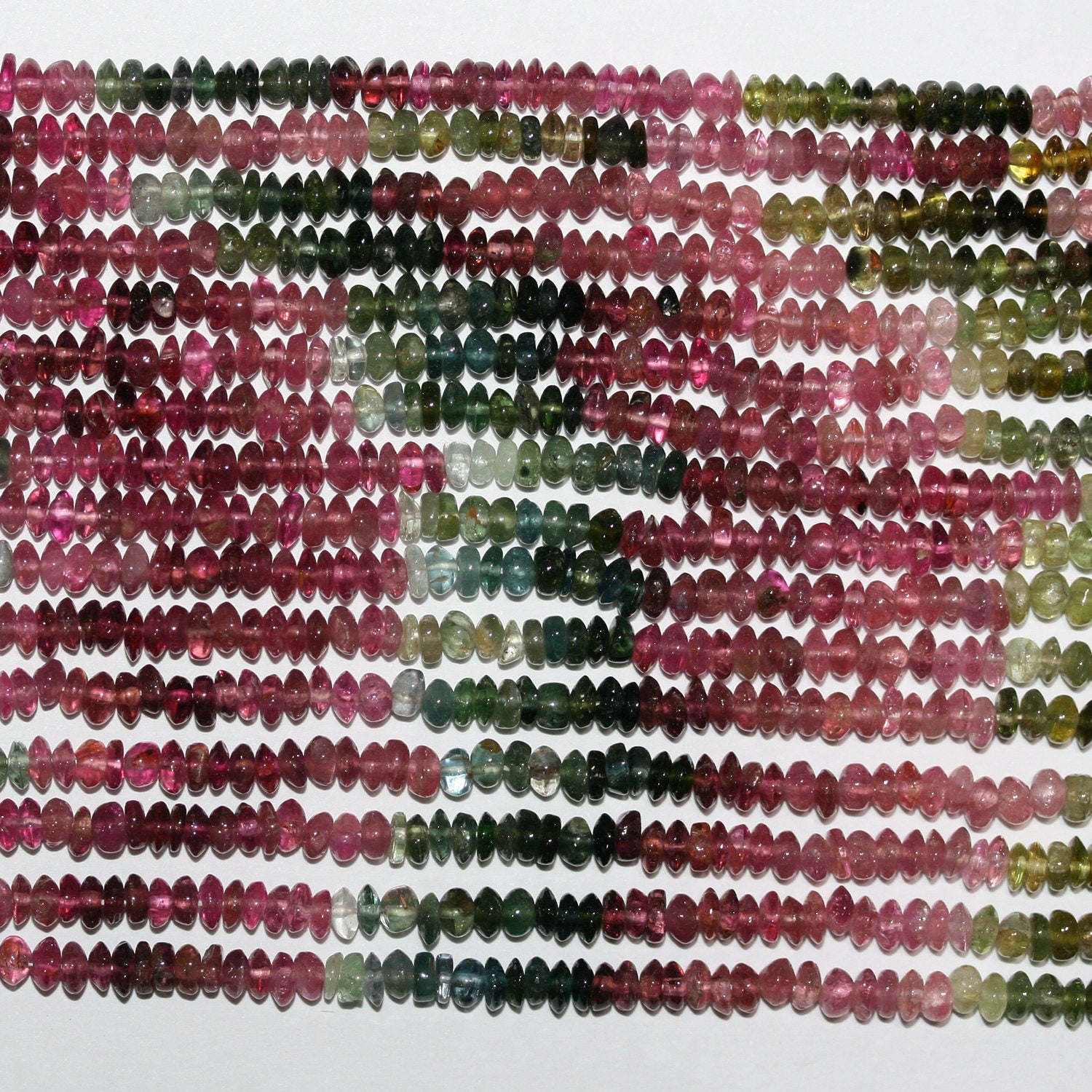 13" St Tourmaline Smooth Rondelle Beads 3.5x1.5mm.-Strand 33cm.