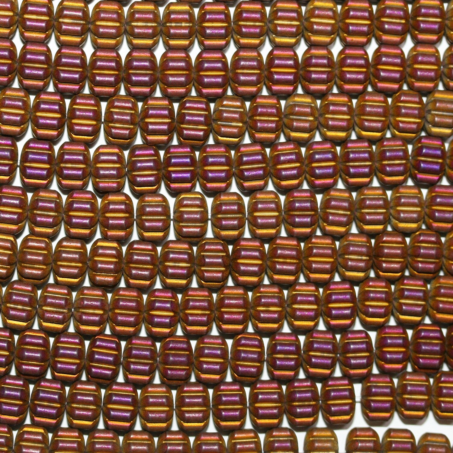 Cuentas redondas talladas en hematita multicolor, acabado mate, 16", 8 x 5 mm, hilo de 40 cm.