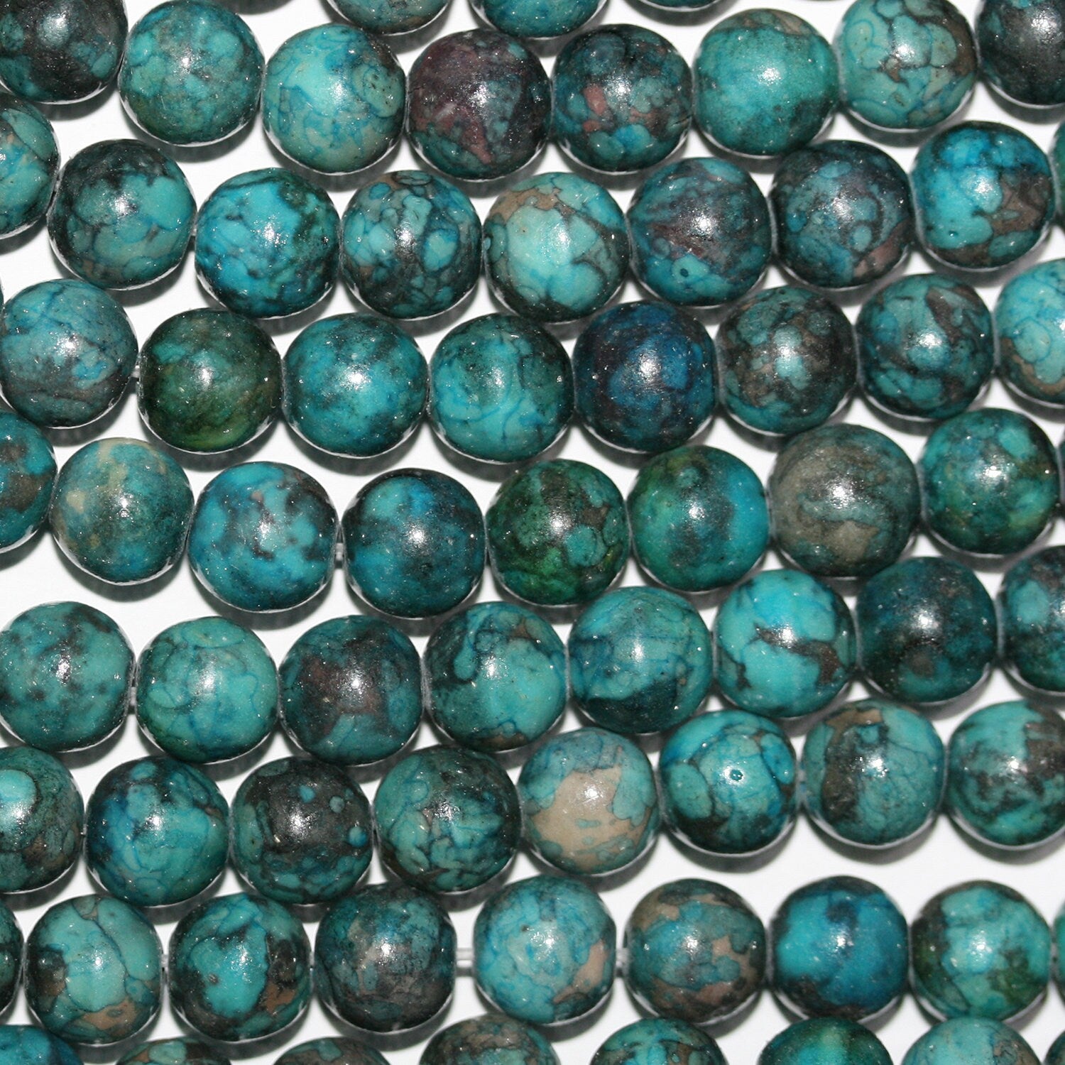 16" Cuentas redondas de jaspe azul 8 mm. - Hilo 40 cm.