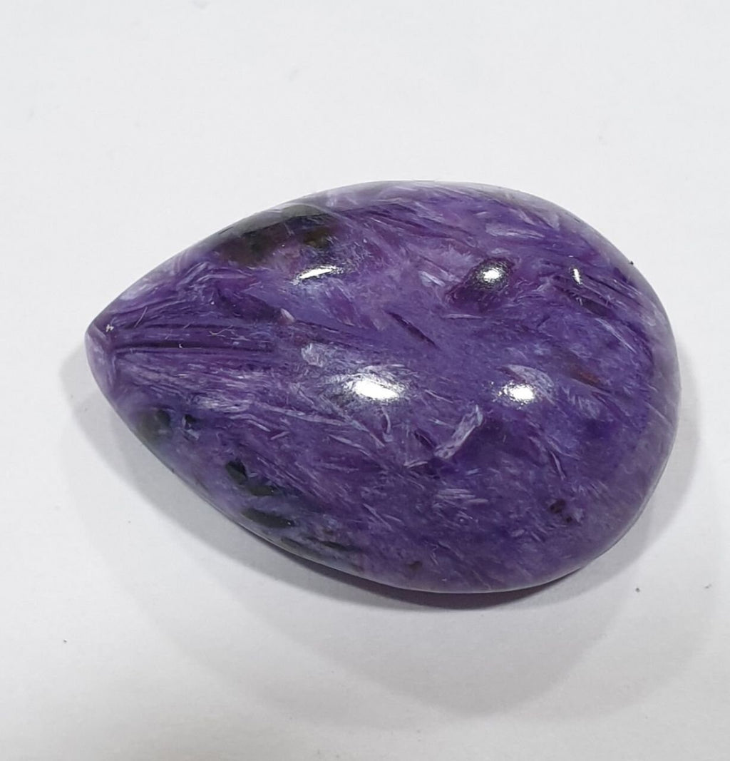 23.4 ct Top Quality Russian Charoite Drop Cabochon 23.1x17.2mm . Jewelry Supplies- Rare Gems - Hard Gems