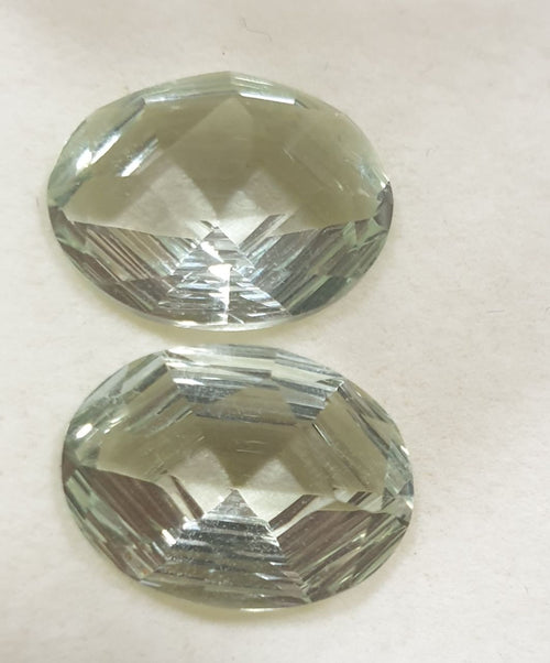 1 Pair AAA Green Amethyst Faceted Oval 16x12mm 16ct  Fancy Rare  cut -  Gemstones Prasiolite -Designer Stones- Unique Cut -Unusual