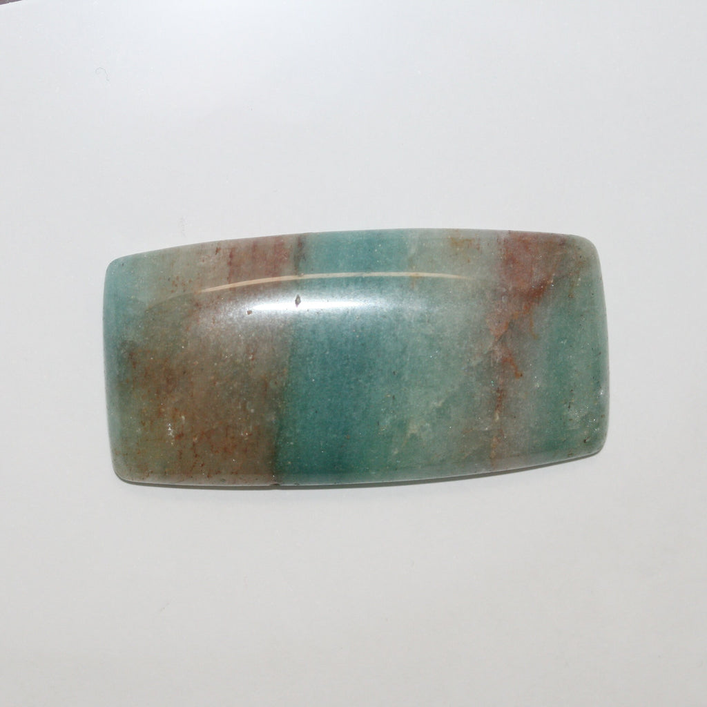 Cabochon rectangulaire lisse en amazonite 55,5 x 27,5 mm.