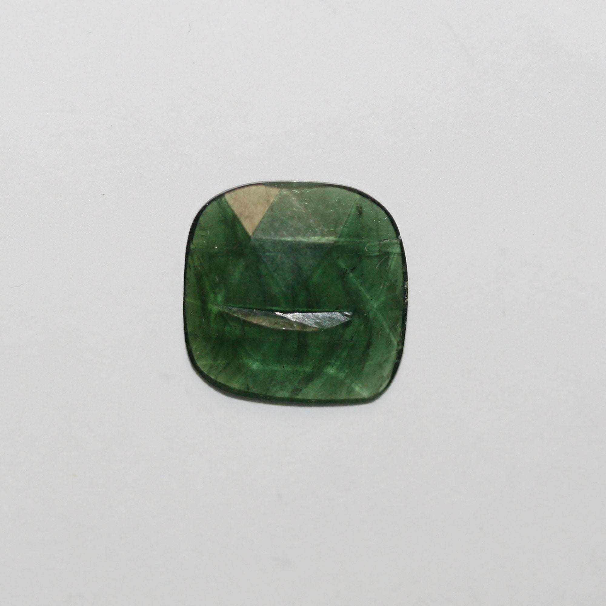 Green Tourmaline Faceted Square Cabochon 13mm.(4.75ct.)