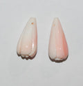 Natural Pink Shell Carved Drop Pendant 22x10mm.-(1Pair) - Hard Gems