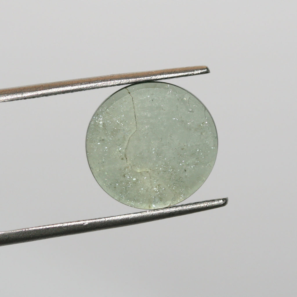 Green Tourmaline Round Flat Cabochon 12mm.(3.35ct.).