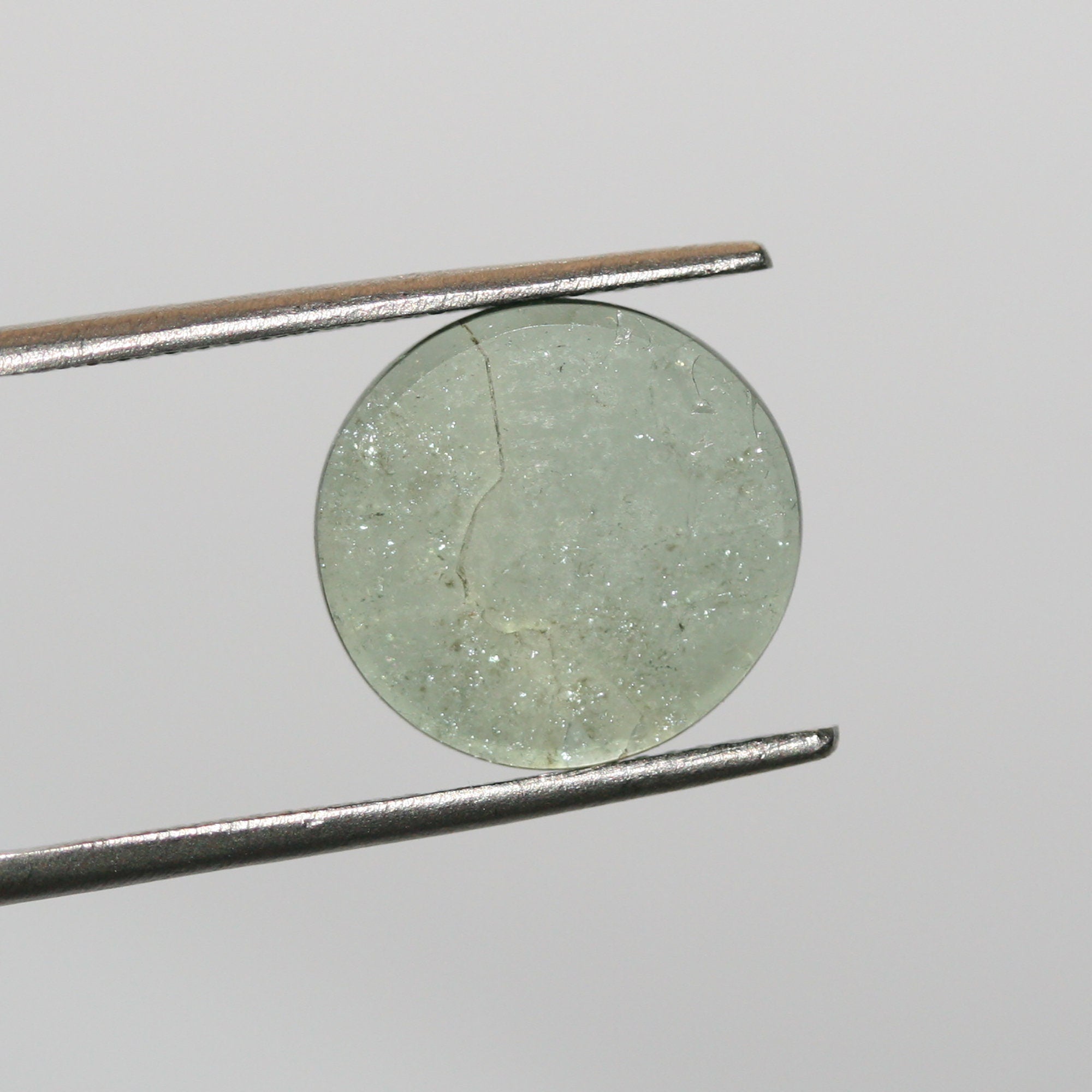 Green Tourmaline Round Flat Cabochon 12mm.(3.35ct.).