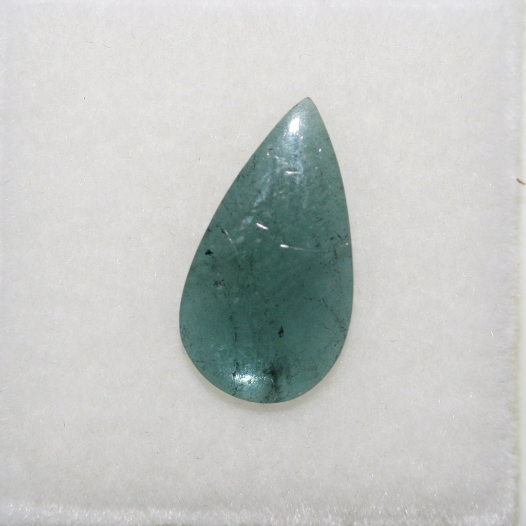 Cabochon plat en forme de goutte de tourmaline bleue 13,7 x 7,5 mm (1,65 ct).