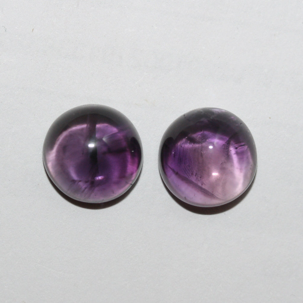Amethyst Pair Round Cabochon 10.6mm.