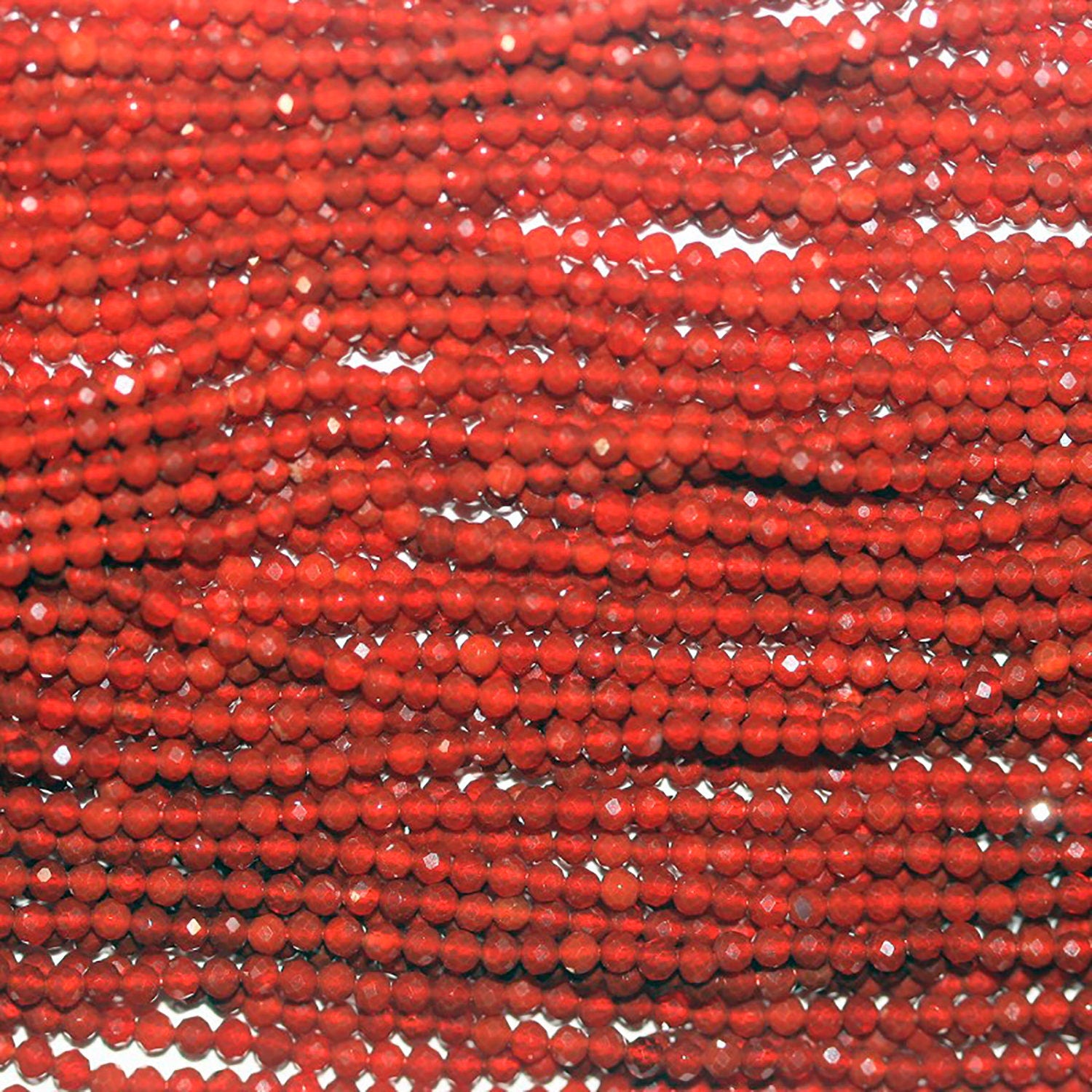 Perles rondes à facettes en agate orange de 15 pouces (2 mm) - Fil de 39 cm