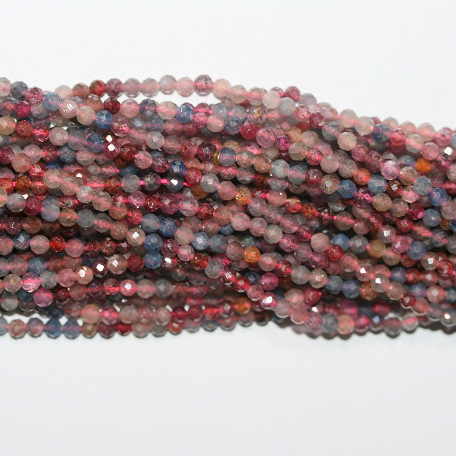 15" St Ruby-Sapphire perles rondes à facettes 3 mm.-Rig 38 cm.