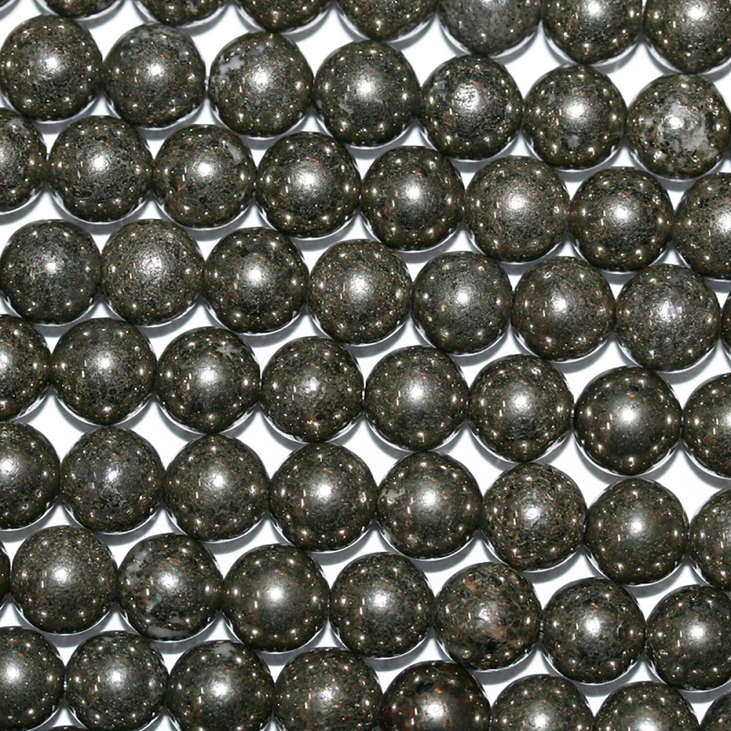 Cuentas redondas de pirita natural de 40 cm (16"), 6 mm (tira de 40 cm)