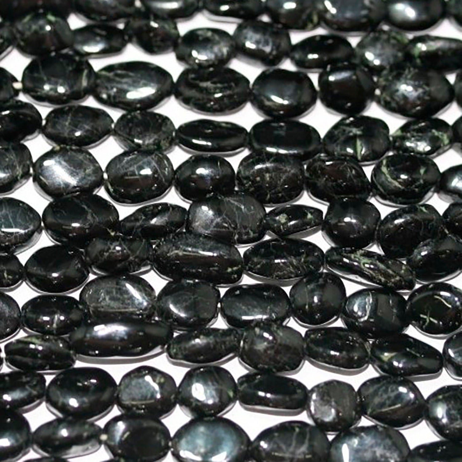 14" St Black Tourmaline Smooth Oval 8x6mm.-Strand 37cm