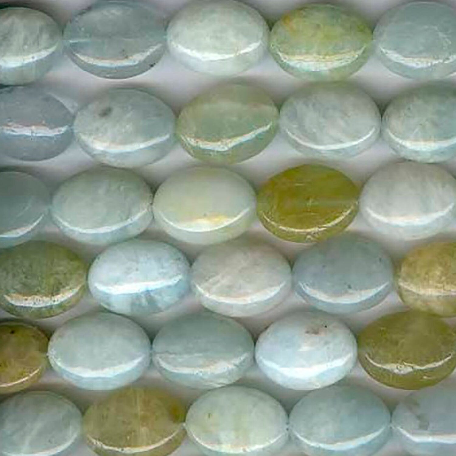 Cuentas ovaladas de aguamarina de 16" (20 x 15 mm) - Hilo de 40 cm