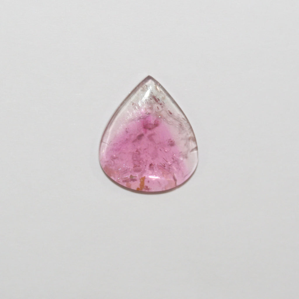 Pink  Color Zoning Tourmaline Drop  15.5x13.5mm Cabochon  5.44 Ct- Untreated Stone- Rare Color