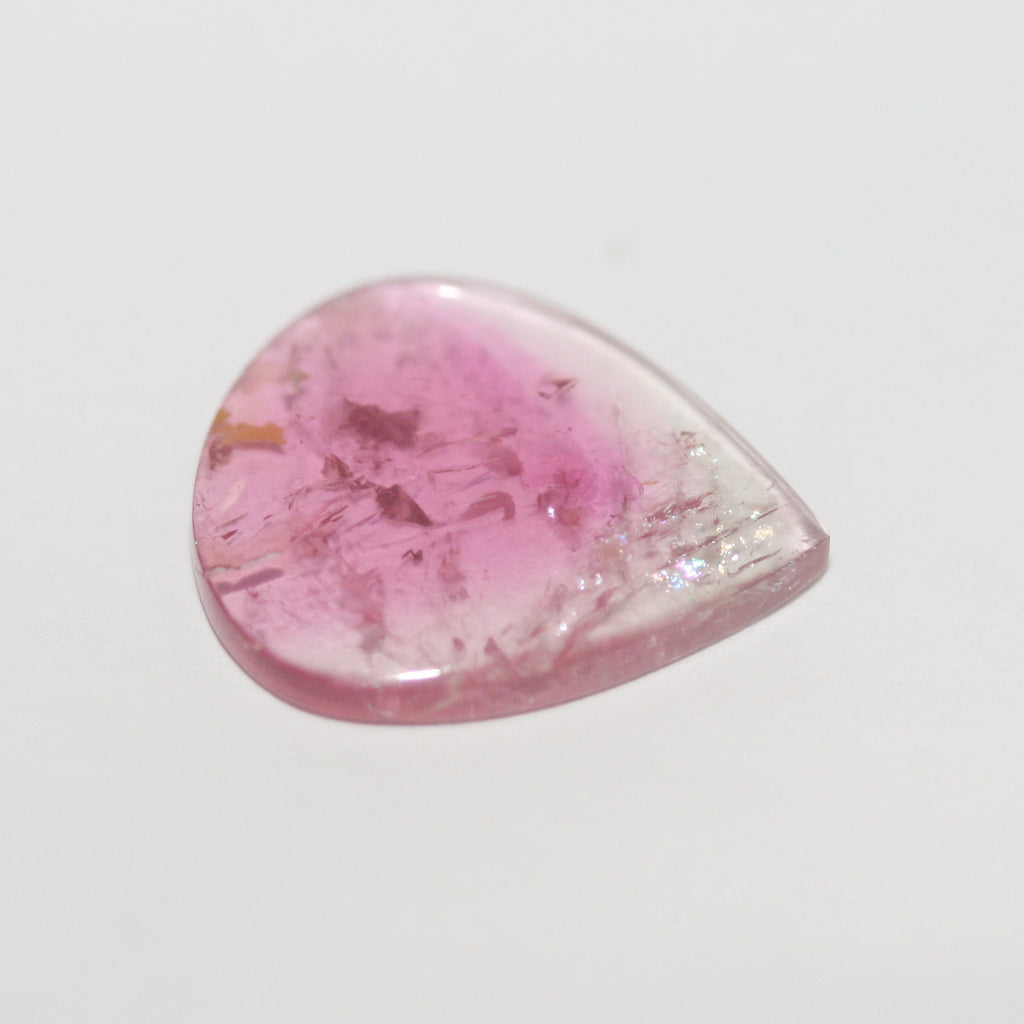 Pink  Color Zoning Tourmaline Drop  15.5x13.5mm Cabochon  5.44 Ct- Untreated Stone- Rare Color