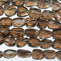 13" St Smoky Quartz Faceted Nugget 16x12mm -Strand 35cm