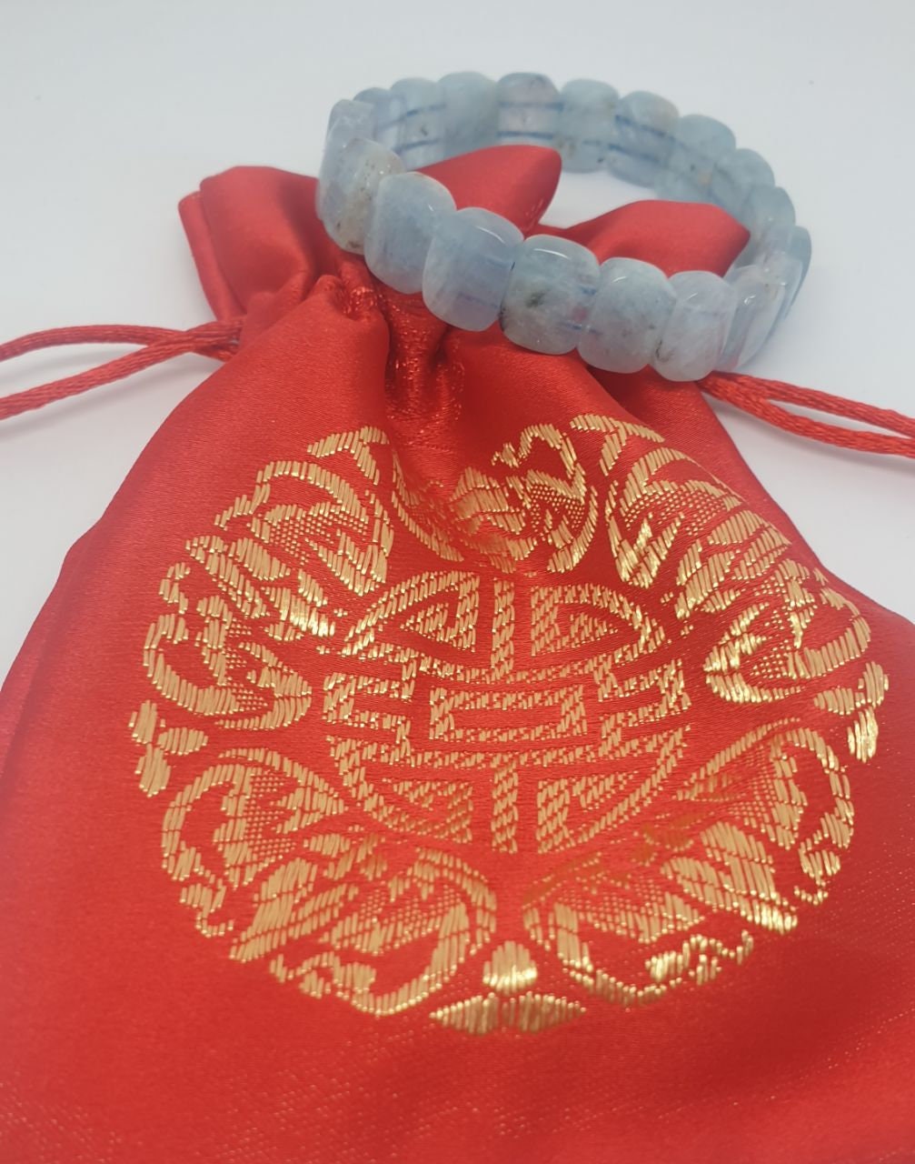 Pulsera elástica de aguamarina con cuentas cuadradas de 11 x 9 mm. Joyas con cuentas de doble perforación. Poder curativo. Gemas naturales.