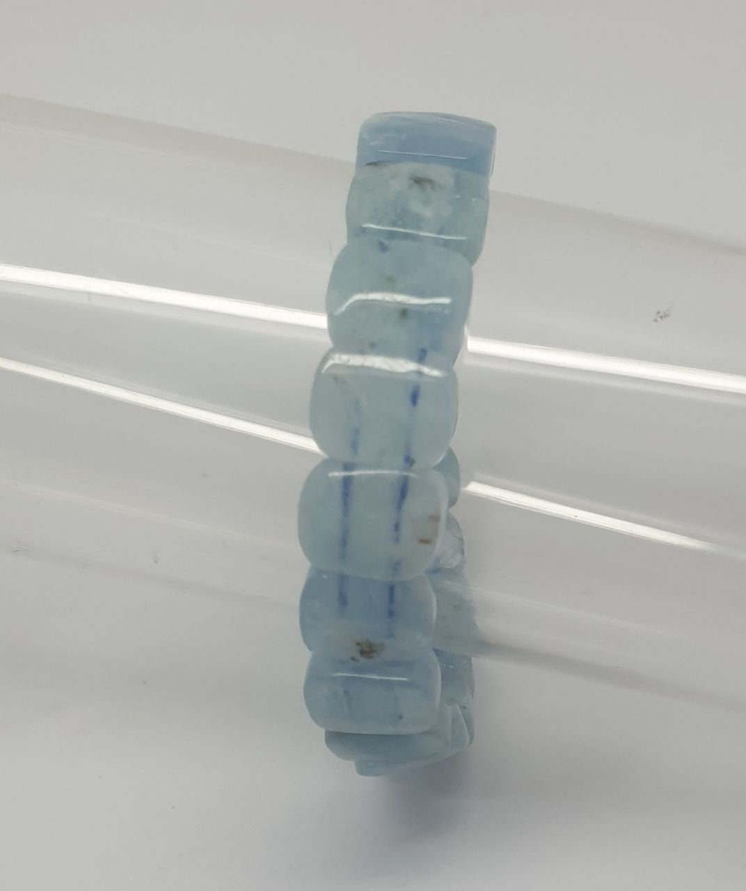 Bracelet extensible en aigue-marine, perles carrées 11 x 9 mm - Perles à double perçage - Fournisseur de bijoux - Pouvoir de guérison - Pierres précieuses naturelles