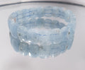 Pulsera elástica de aguamarina con cuentas cuadradas de 11 x 9 mm. Joyas con cuentas de doble perforación. Poder curativo. Gemas naturales.