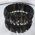 Bracelet extensible en obsidienne dorée à facettes, perles à facettes 25 x 9 mm - Fournisseur de bijoux à double perçage - Pouvoir de guérison