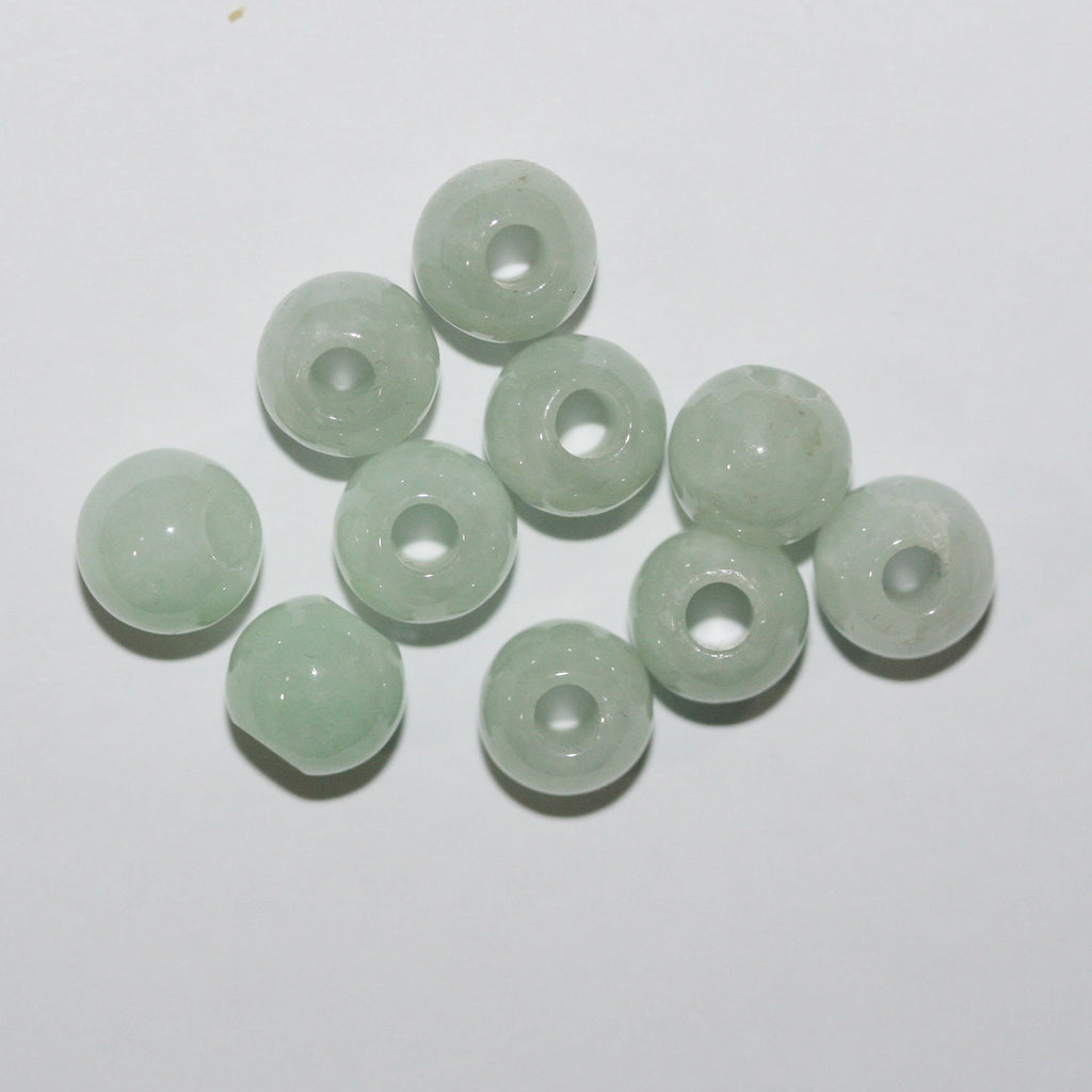 Pendentif en jade de Birmanie avec perles à gros trou (5 paires) 9 mm