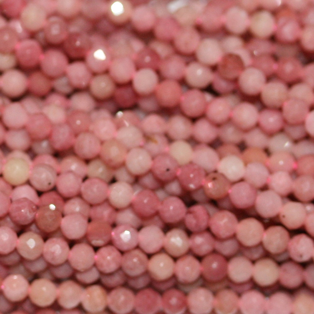 15" Strand Rhodonite Faceted Round Beads 2.5mm. - Hard Gems