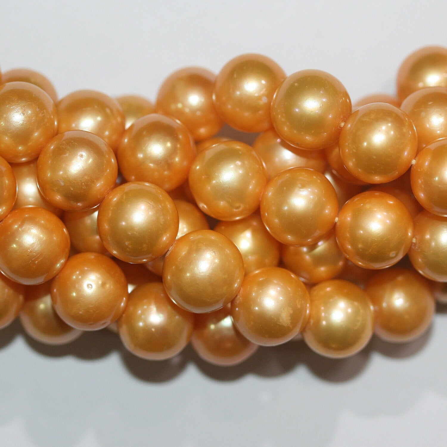 16" St FreshWaterGold Jaune Perle Ronde 11-12mm.-Bring 39cm.