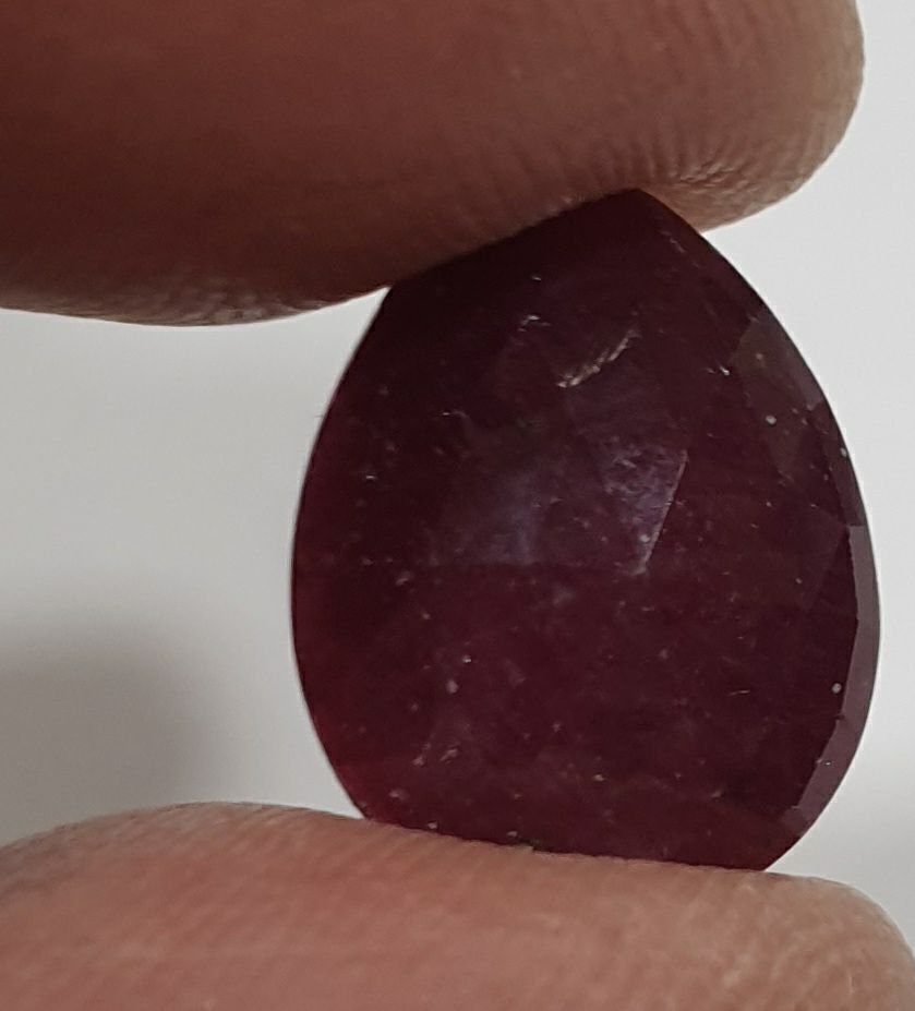 1 Pc Natural  Ruby  12x16mm Cabochons Faceted Pear- Natural Gemstones Jewelry Supplier