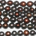 15" St FreshWater Chocolat Brun-Gris Perle Ronde 12-13mm.-Bring 39cm.