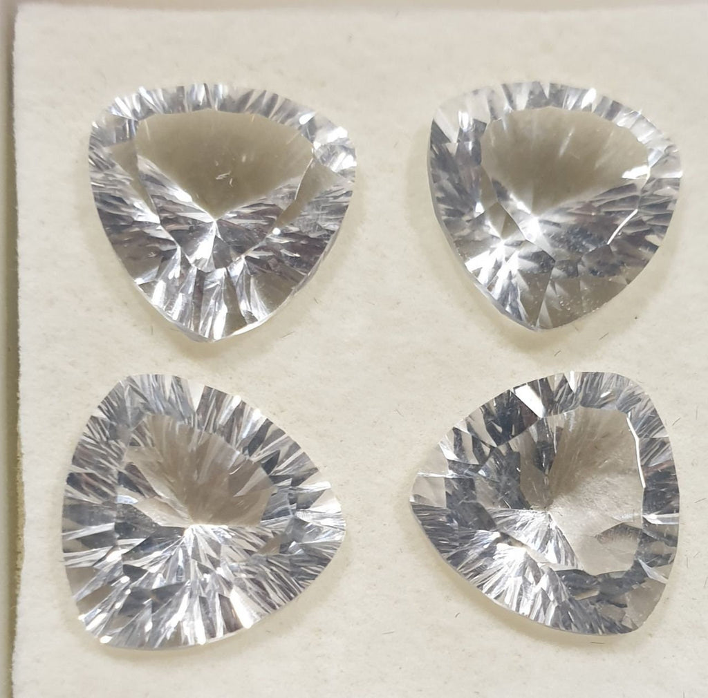 Lote de 4 cristales de roca de cuarzo facetados AAA de 12 mm. Corte láser. Precio al por mayor. Calidad superior.