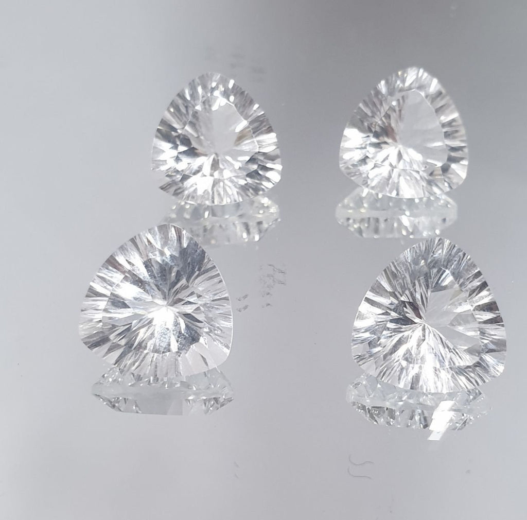 Lote de 4 cristales de roca de cuarzo facetados AAA de 12 mm. Corte láser. Precio al por mayor. Calidad superior.