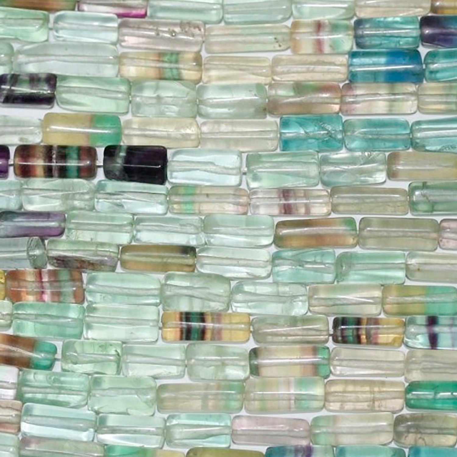 14" St Fluorite Smooth Tube Beads 11x5mm.Approx.-Strand 37cm