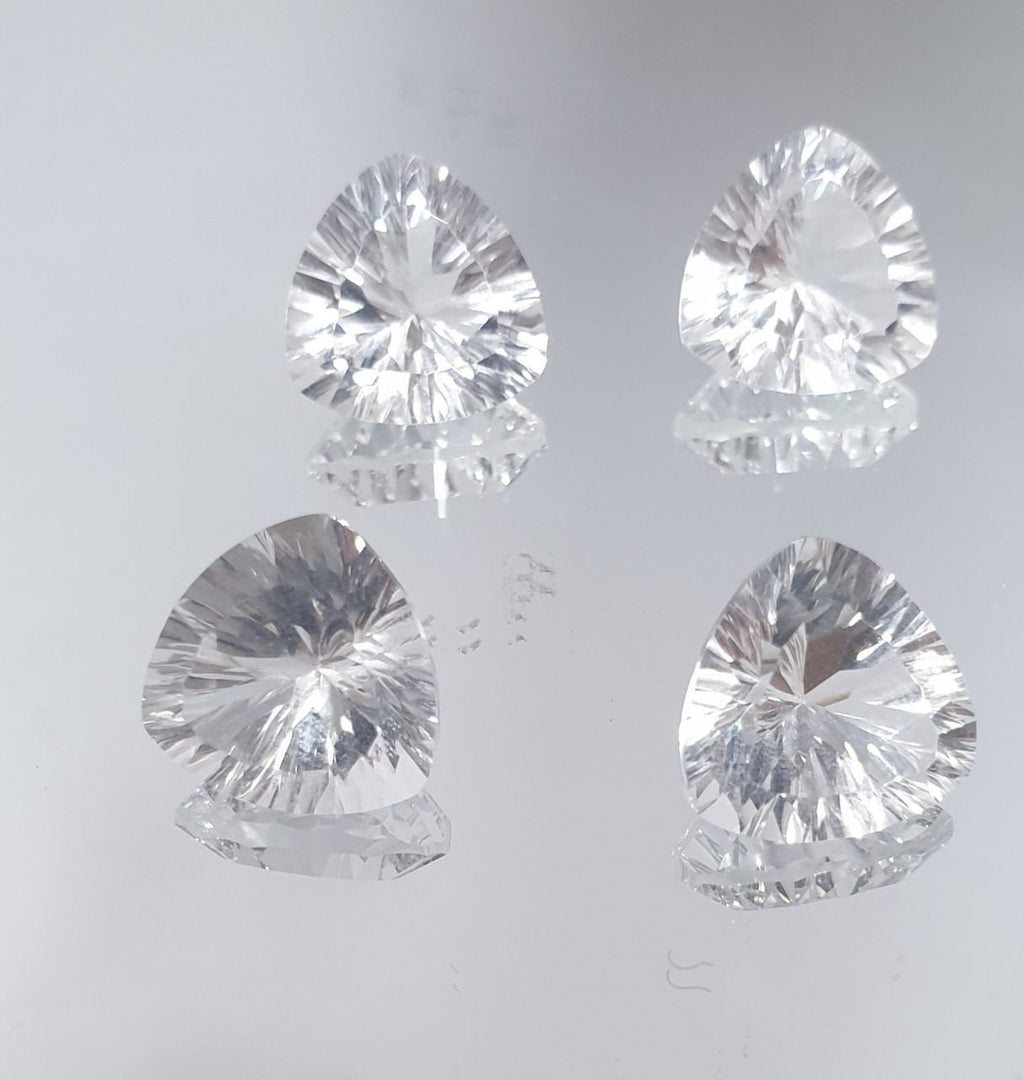 Lote de 4 cristales de roca de cuarzo facetados AAA de 12 mm. Corte láser. Precio al por mayor. Calidad superior.