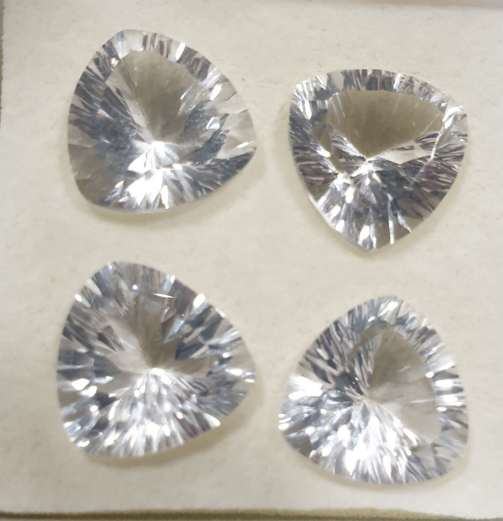 Lote de 4 cristales de roca de cuarzo facetados AAA de 12 mm. Corte láser. Precio al por mayor. Calidad superior.