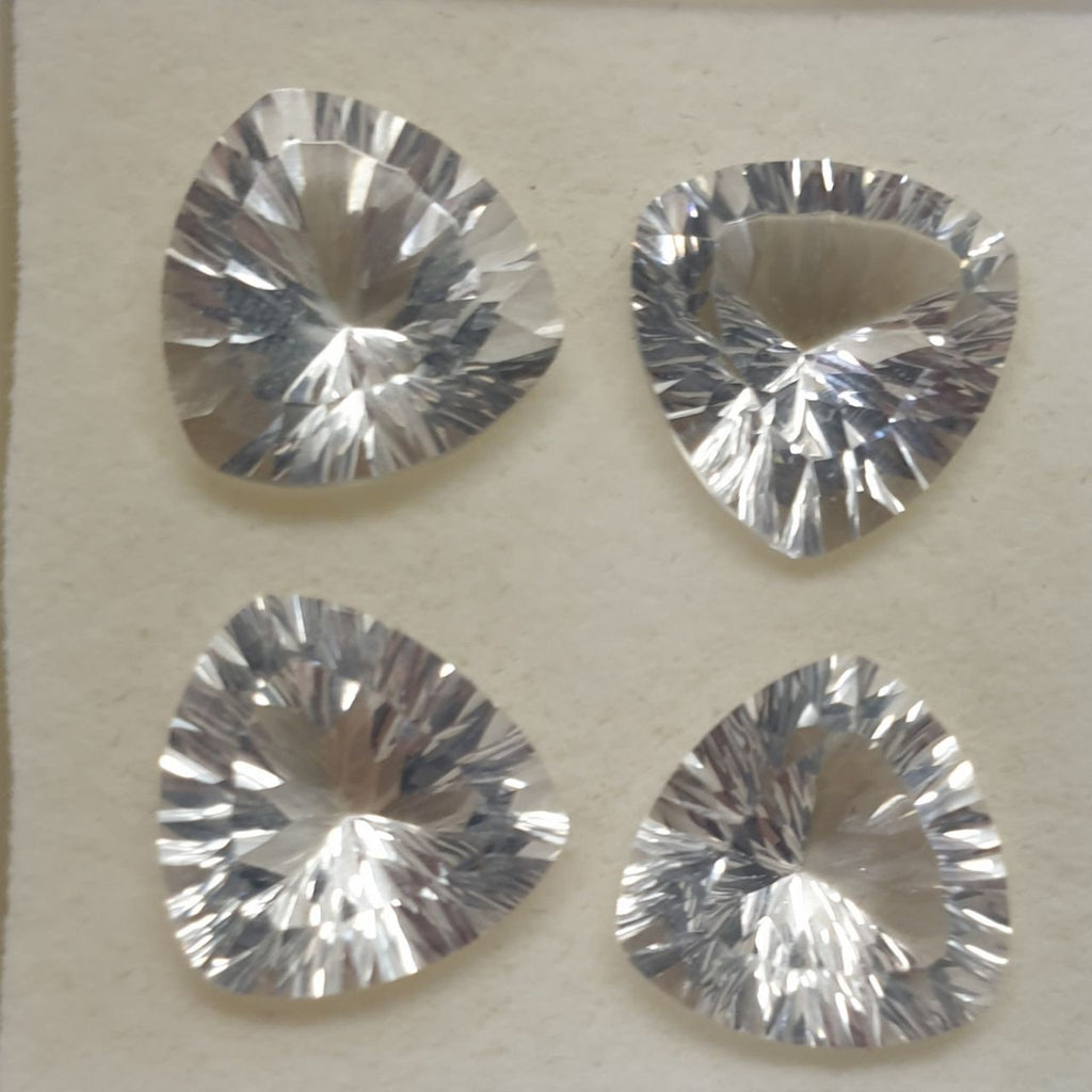 Lote de 4 cristales de roca de cuarzo facetados AAA de 12 mm. Corte láser. Precio al por mayor. Calidad superior.