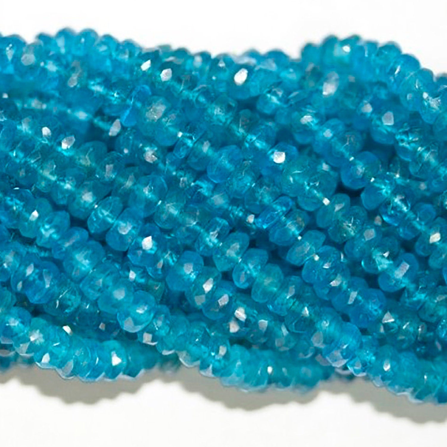14" St  Blue Apatite Faceted Rondelle Beads 4x2mm.-Strand 37cm.