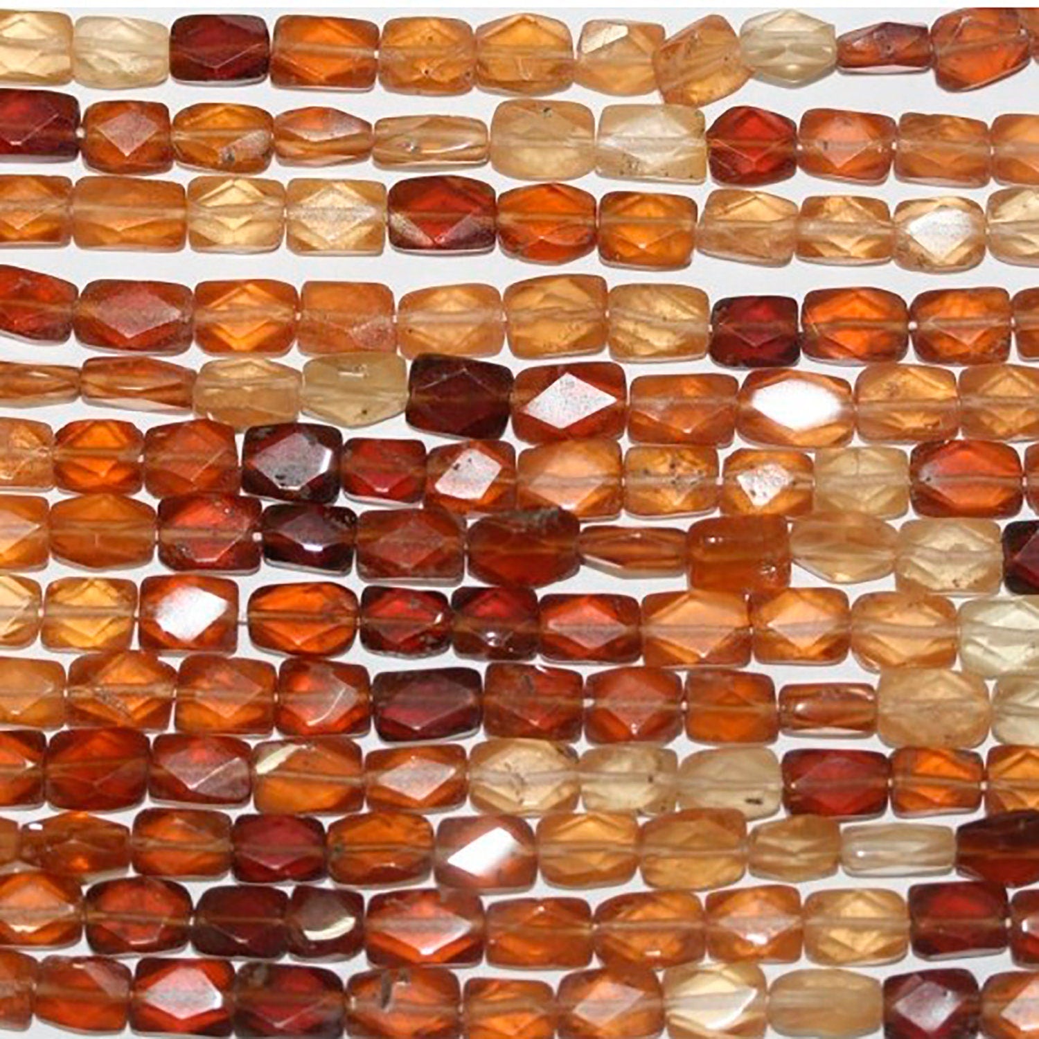 13" St Hessonite Garnet Faceted Rectangular Beads 6x4mm.-Strand 35cm