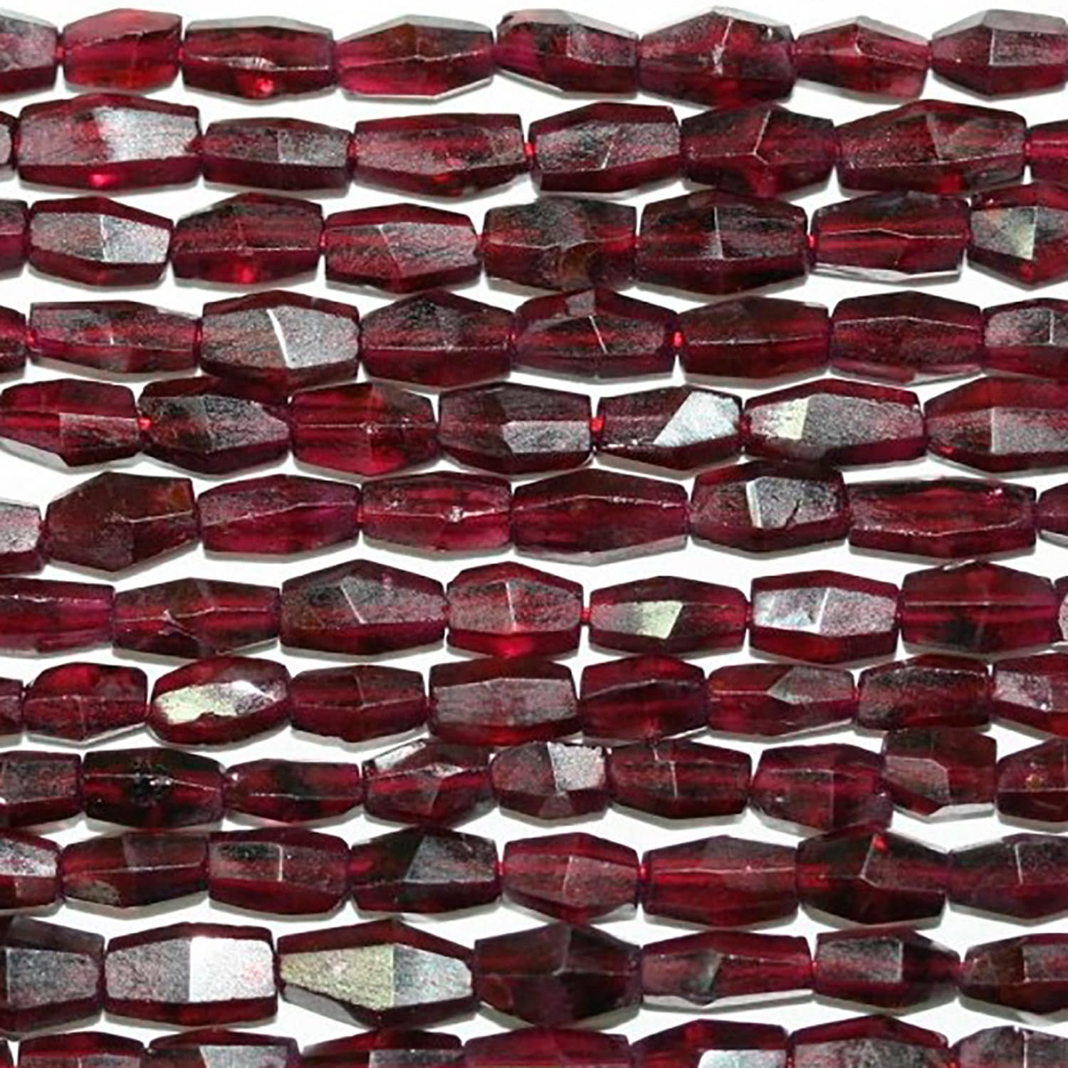 13" St Garnet Faceted Brick Prism Beads 6x3mm.-Strand 34mm.