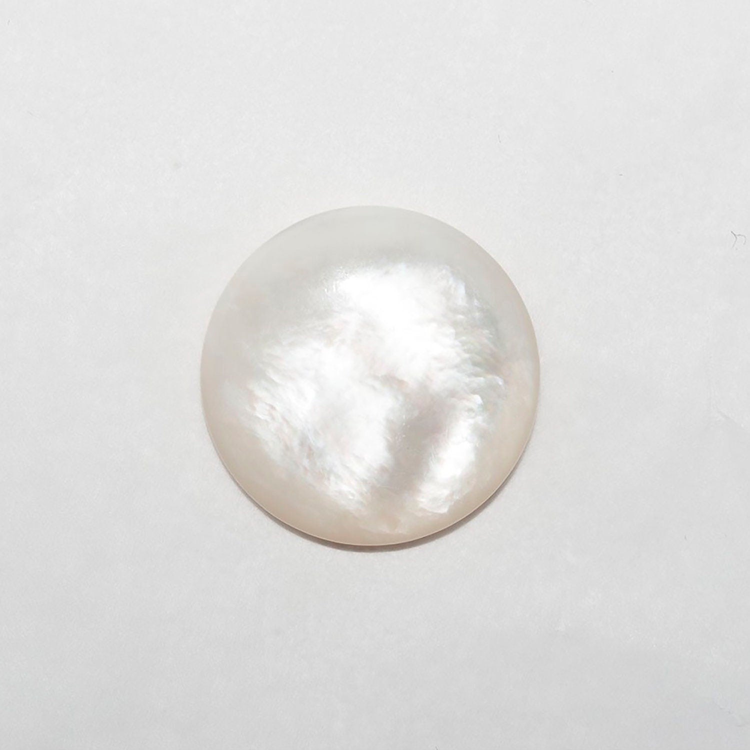 Lote de 6 cabujones redondos de nácar MOP de 16 mm. (6 uds.)