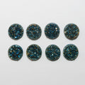 Lote de 8 cabujones redondos de ágata drusa azul-dorada de 9 mm.