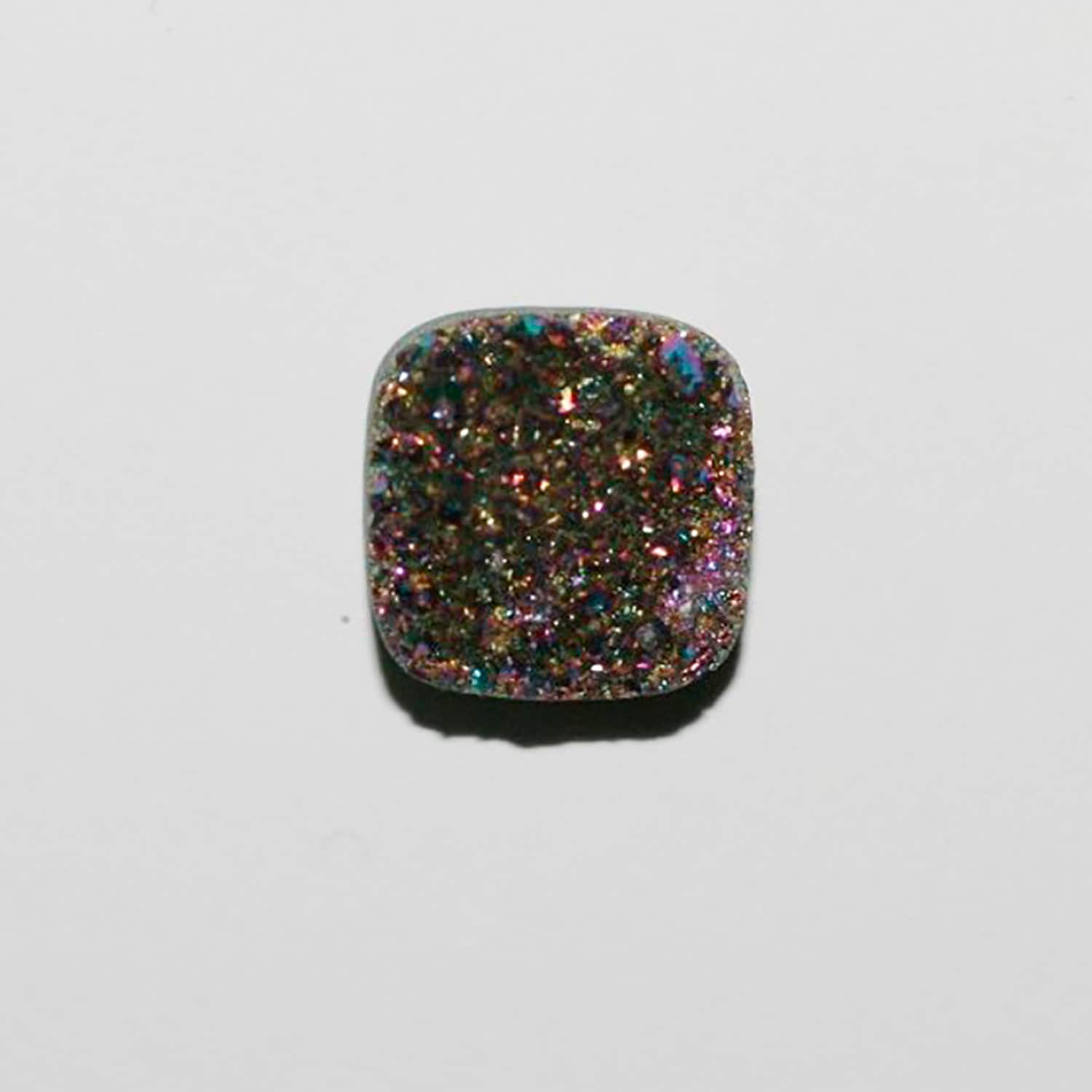 Lote de 4 cabujones cuadrados de ágata drusa multicolor (4 unidades) de 13 mm