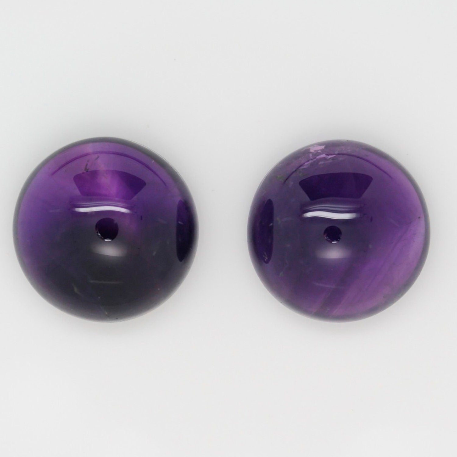 Lote de 2 cabujones redondos de amatista de 16 mm. (2 uds.)